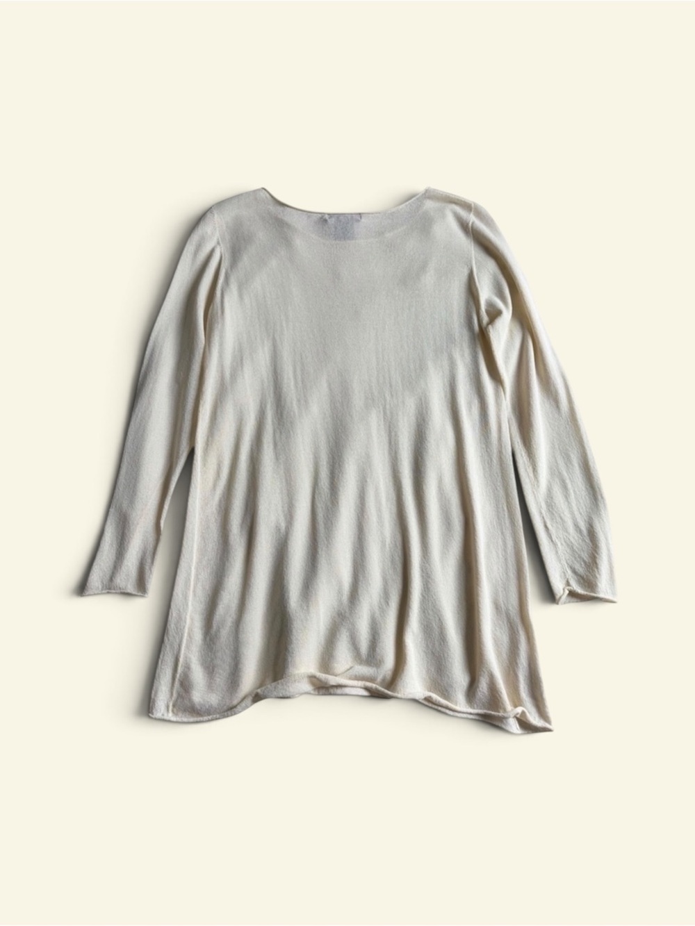 F. by Faconnable Vintage Y2K Slinky Knit Tunic Sweater M Cream Long Sleeve Rayon - Picture 5 of 8
